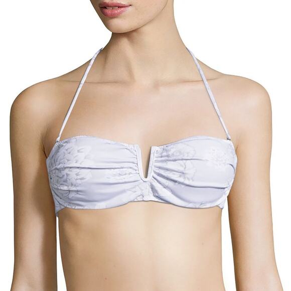 REVOLVE Eberjey M Grey Floral Spring Blossom Amala Strapless Bandeau Bikini Top - Picture 2 of 8